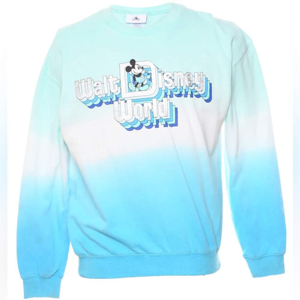 Vintage Walt Disney World Blue Ombre Disney Logo Unisex Sweatshirt Relaxed Fit